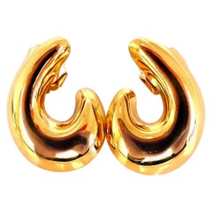Semi Swirl Gold Domed Earrings 18 Karat