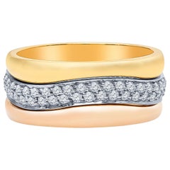 Cartier Trinity Pave Diamond Cartier Ring 18 Karat Tri-Color Gold