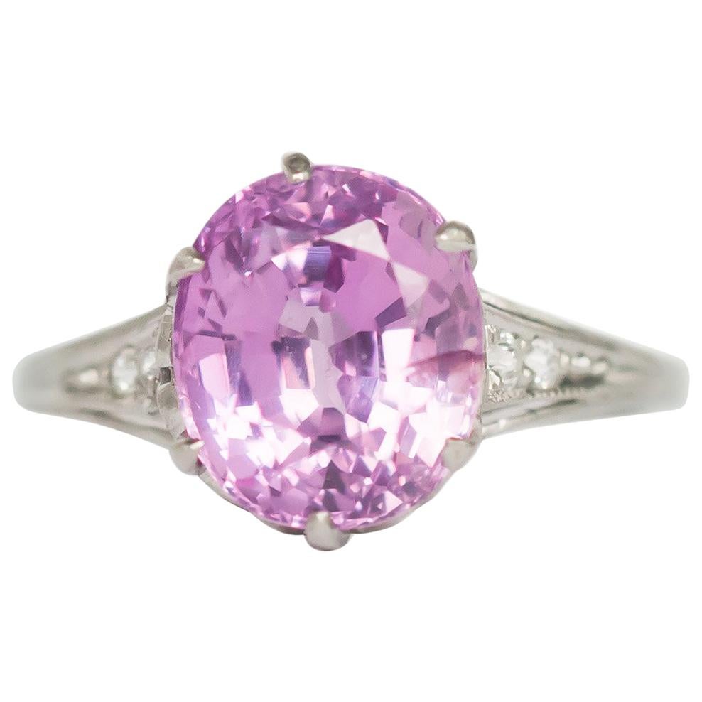 5.38 Carat Sapphire Platinum Engagement Ring For Sale