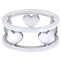Tiffany & Co Sterling Silver Open Heart Band Ring