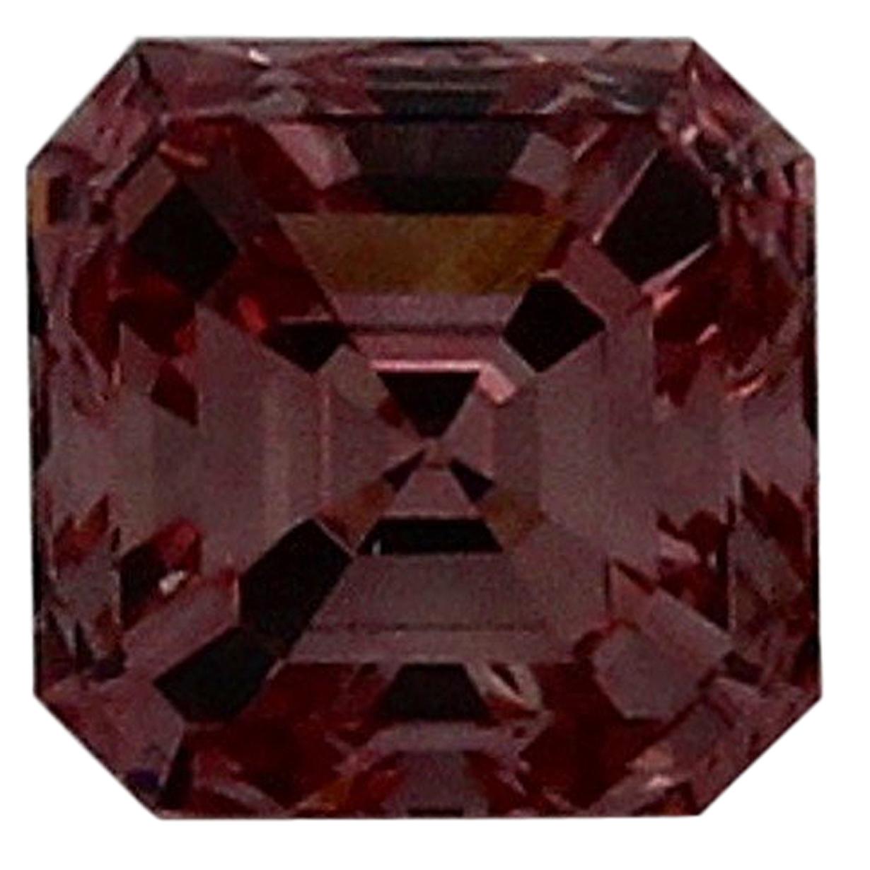 GIA Certified 0.55 Carat Square Emerald Natural Fancy Intense Pink VS1 Diamond For Sale