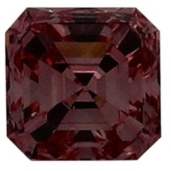 GIA Certified 0.55 Carat Square Emerald Natural Fancy Intense Pink VS1 Diamond