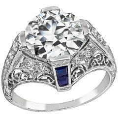 Vintage GIA Certified 2.52 Carat Diamond Platinum Engagement Ring
