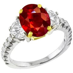 3.02 Carat Ruby Diamond Platinum Ring
