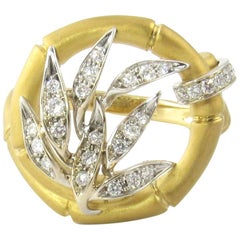 Carrera y Carrera 18 Karat Bambu Yellow White Gold Diamond Ring Bamboo