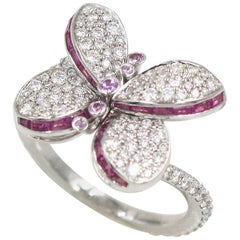 Graff Baby Princess Butterfly with Pave Diamond & Pink and Purple Sapphire Ring