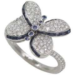 Graff Baby Princess Butterfly with Diamonds and Light Blue Sapphires Ring