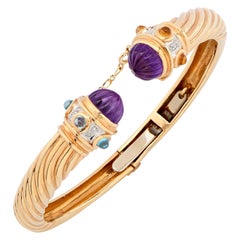 Yellow Gold Bangle with Amethyst Accents