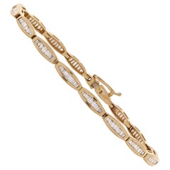 3.30 Carat Total Baguette Diamond Bracelet in 14 Karat Yellow Gold