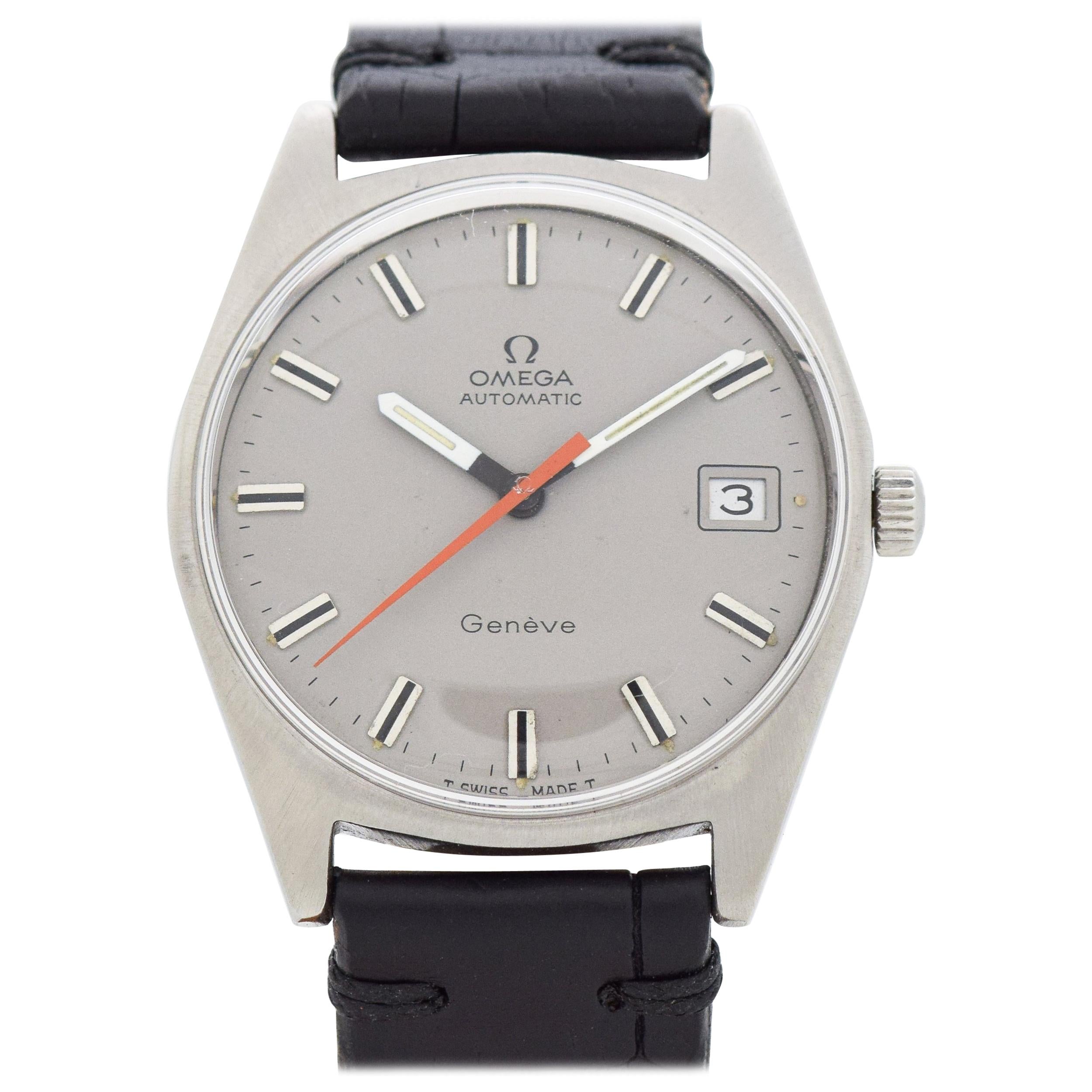 Vintage Omega Geneve Ref. 166.041 Stainless Steel Watch, 1968 For Sale
