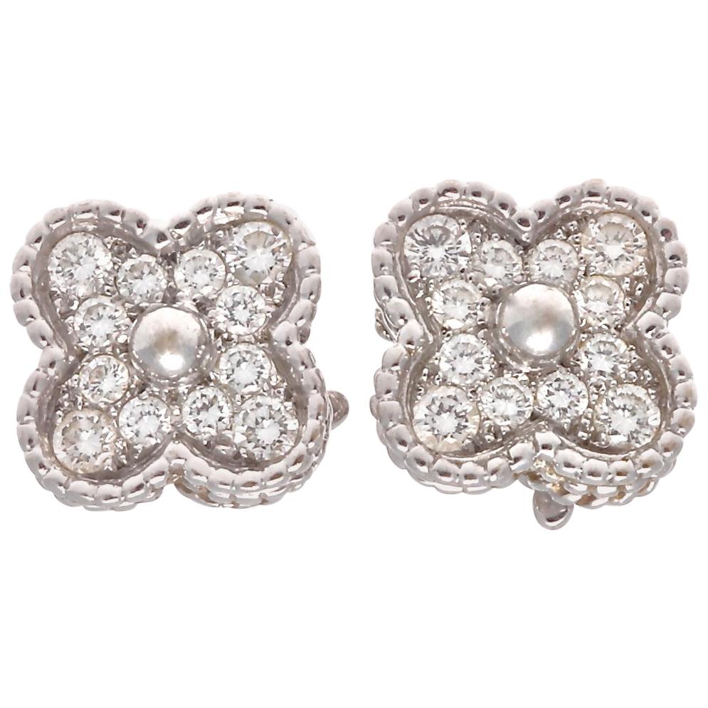 Van Cleef & Arpels Diamond Gold Alhambra Earrings