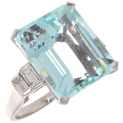 15 Carat Aquamarine Diamond Gold Ring