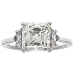 Jack Weir & Sons GIA 3.00 Carat Asscher Cut Diamond Platinum Engagement Ring