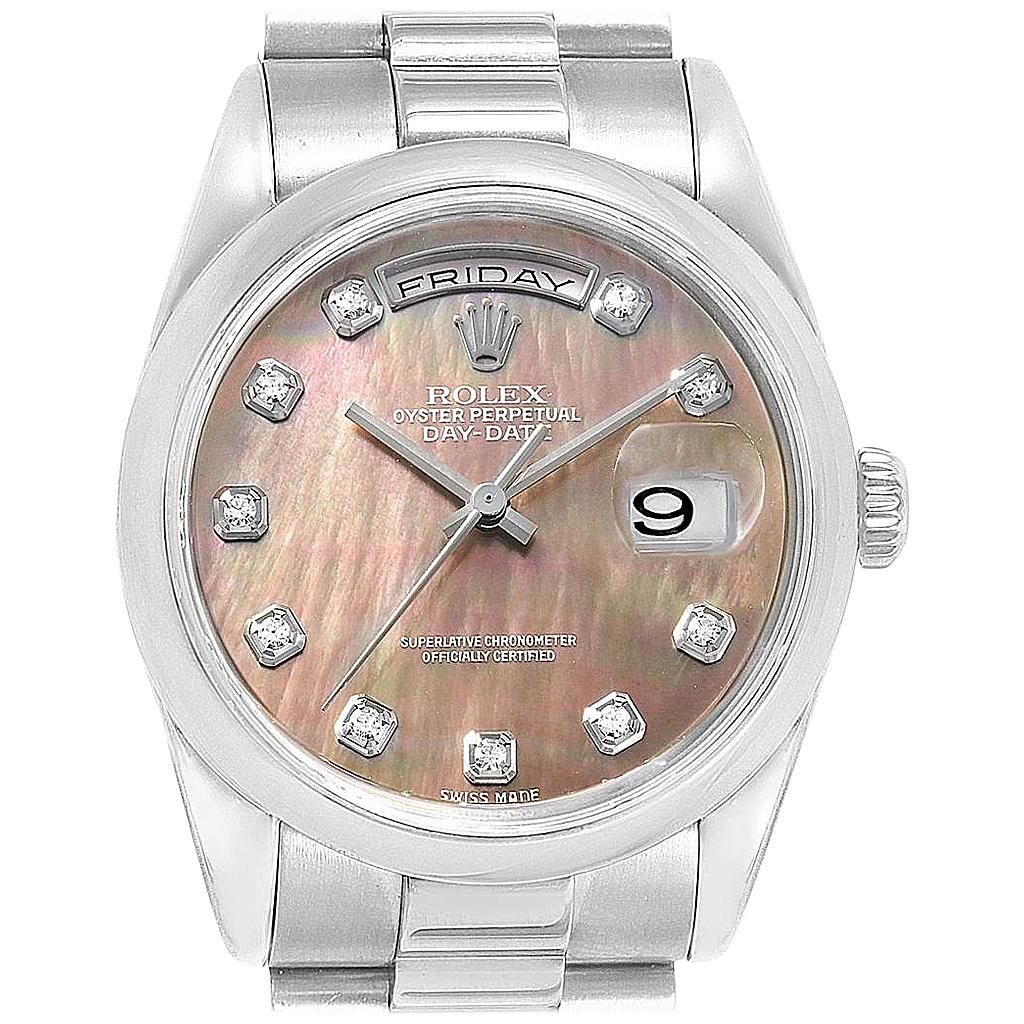 Rolex President Day-Date White Gold Mother of Pearl Diamond Men's Watch 118209