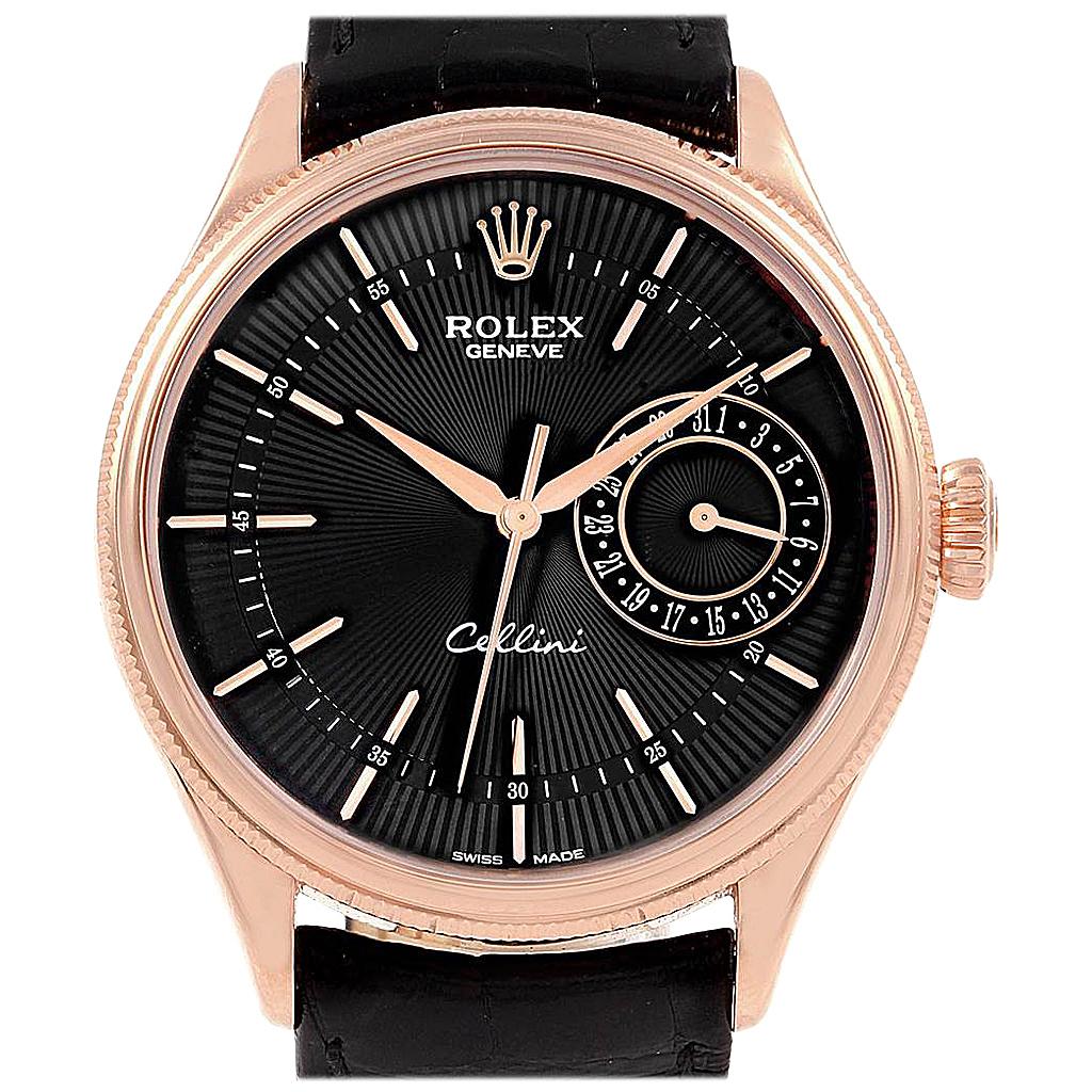 Rolex Cellini Date 18 Karat Everose Gold Automatic Men’s Watch 50515 Box Card For Sale