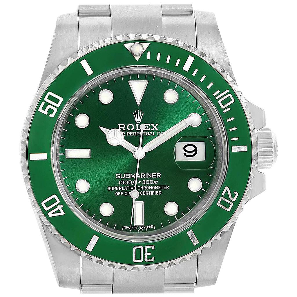 Rolex Submariner Hulk Green Dial Bezel Steel Watch 116610LV For Sale
