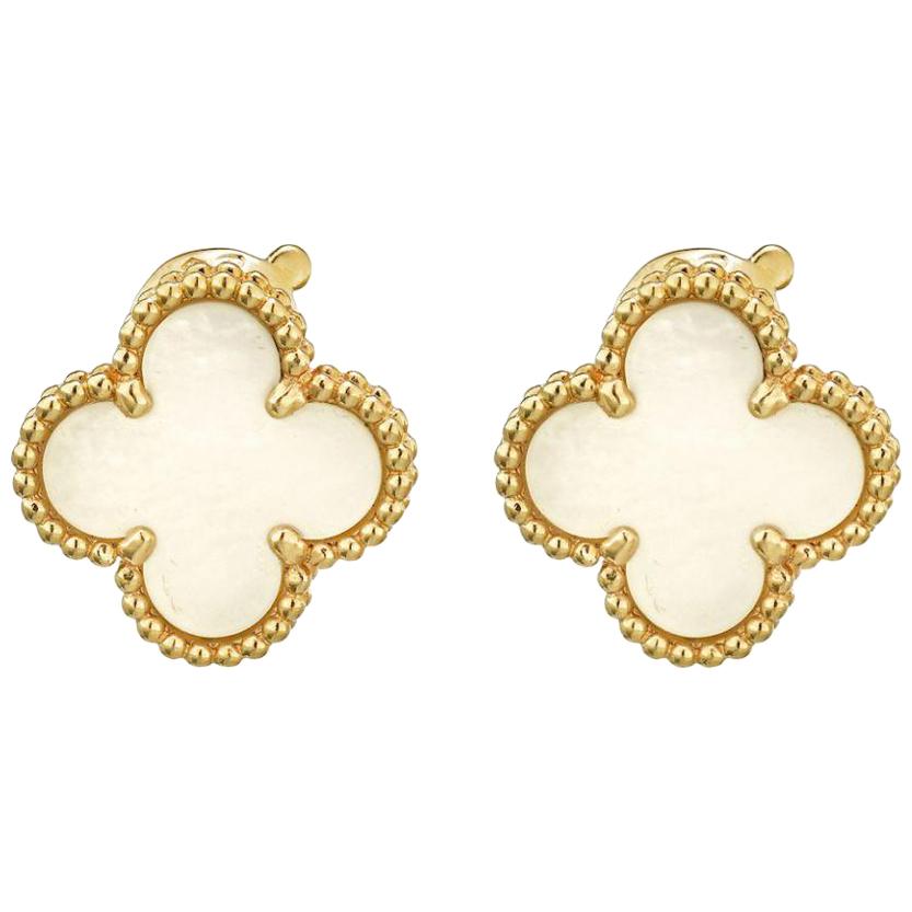 Details about   VINTAGE 9CT ROLLED GOLD MOTHER PEARL LUCKY 3 LEAF CLOVER CLIP  LADIES EARRINGS 