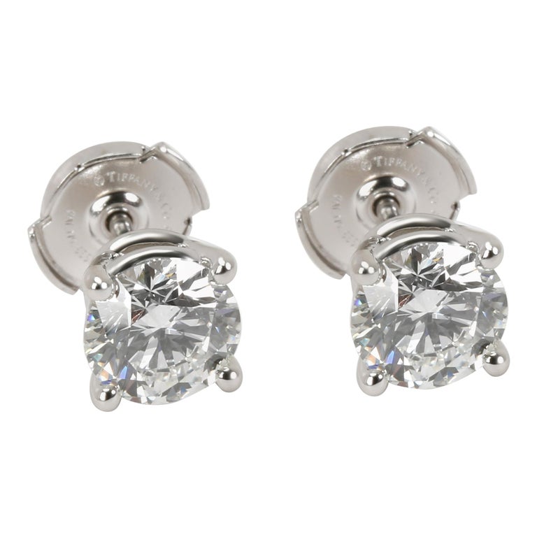 Tiffany and Co. Diamond Stud Earrings in Platinum G VVS1/VVS2 "2.34