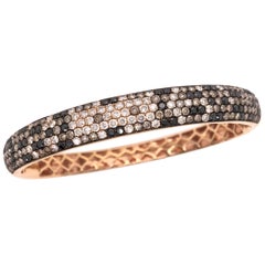 RUCHI Black, Brown and White Diamond Pavé Rose Gold Bangle Bracelet