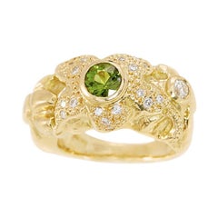 18 Carat Yellow Gold Diamond Tourmaline Ring
