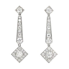 Art Deco Diamond Drop Earrings, circa 1925