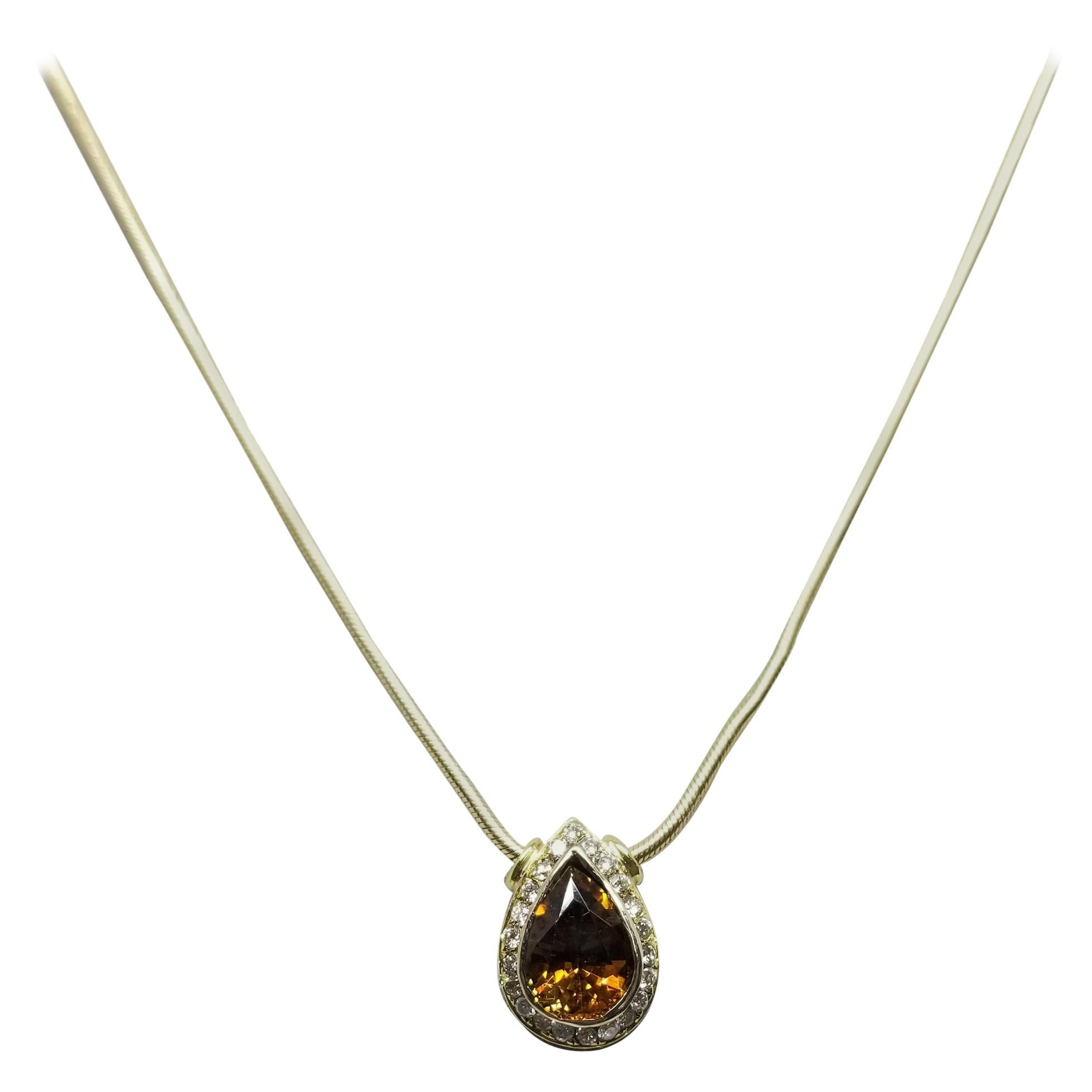 14 Karat Goldener Spinell und Diamant-Halskette