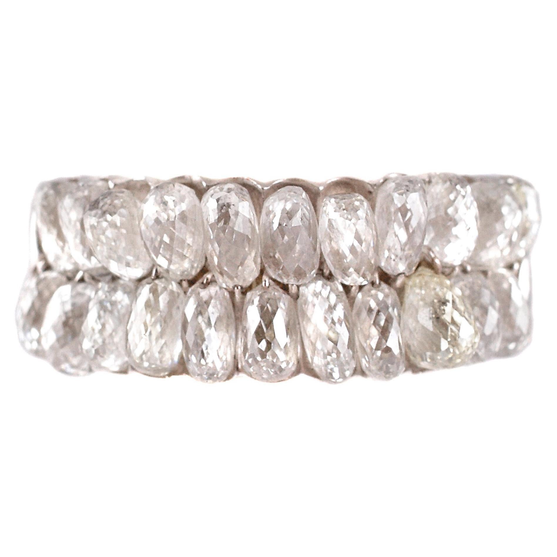7.05 Carat Briolette Diamond Platinum Ring For Sale