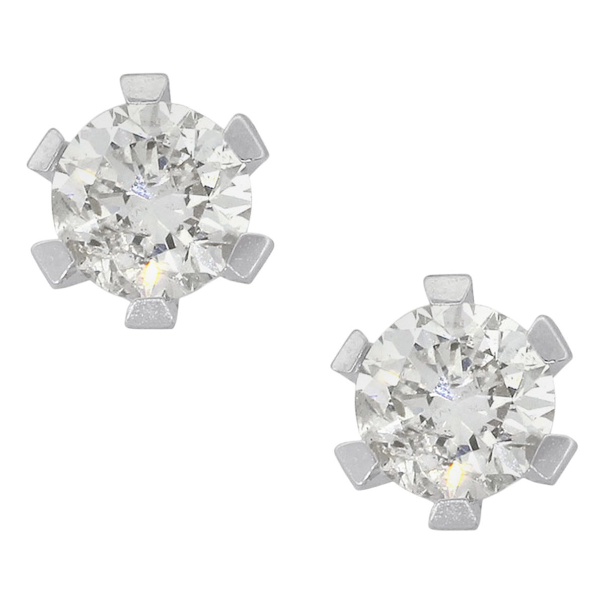 Round Brilliant 3.23 Carat Diamond Stud Earrings with Platinum