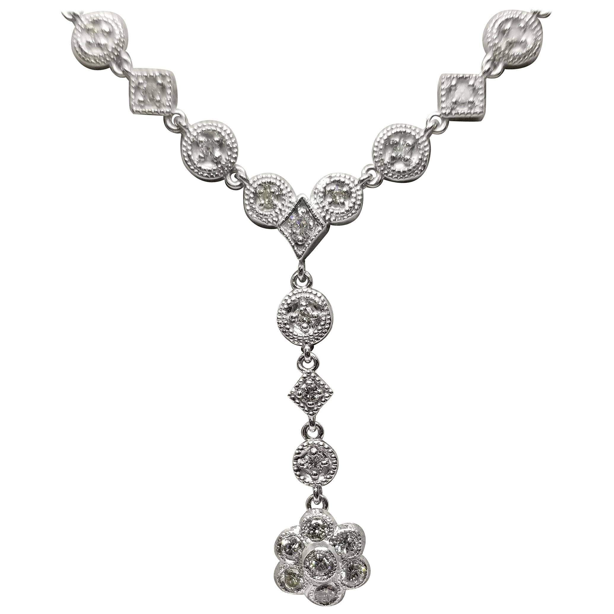 14 Karat Art Deco Style Diamond Necklace