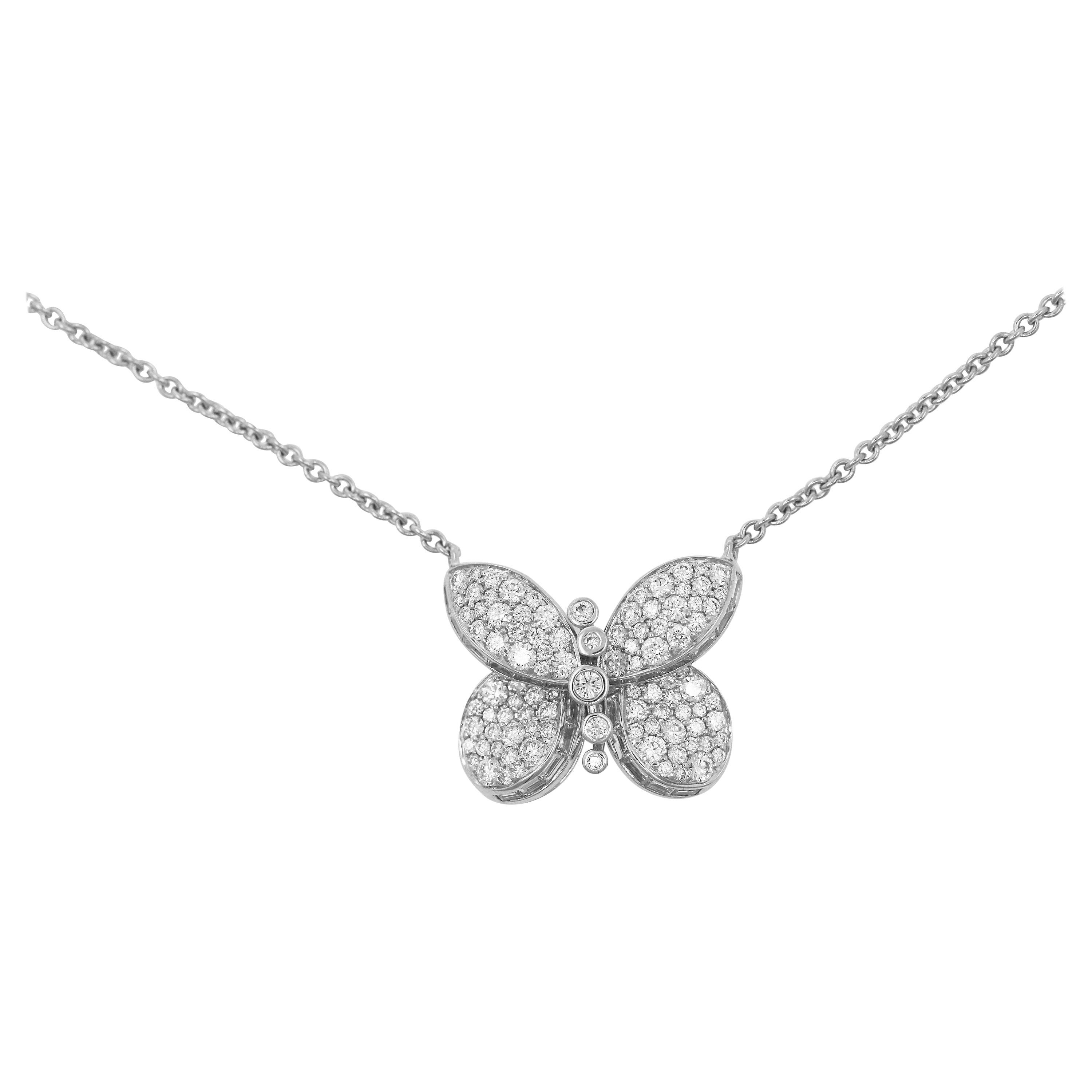 Graff Baby Princess Butterfly Diamond Pendant Necklace For Sale