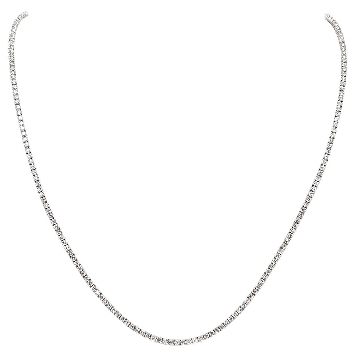 Diamond Tennis Necklace 14 Karat White Gold 9.47 Carat For Sale