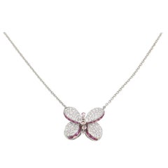 Graff Princess Butterfly Pendant with Diamonds & Pink & Purple Sapphire Necklace