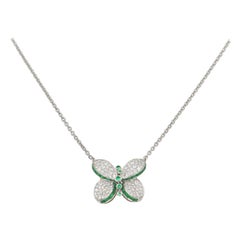 Graff Princess Butterfly Diamond and Emerald Pendant Necklace