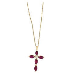 Fred Paris 18 Karat Yellow Gold Ruby and Diamond Necklace