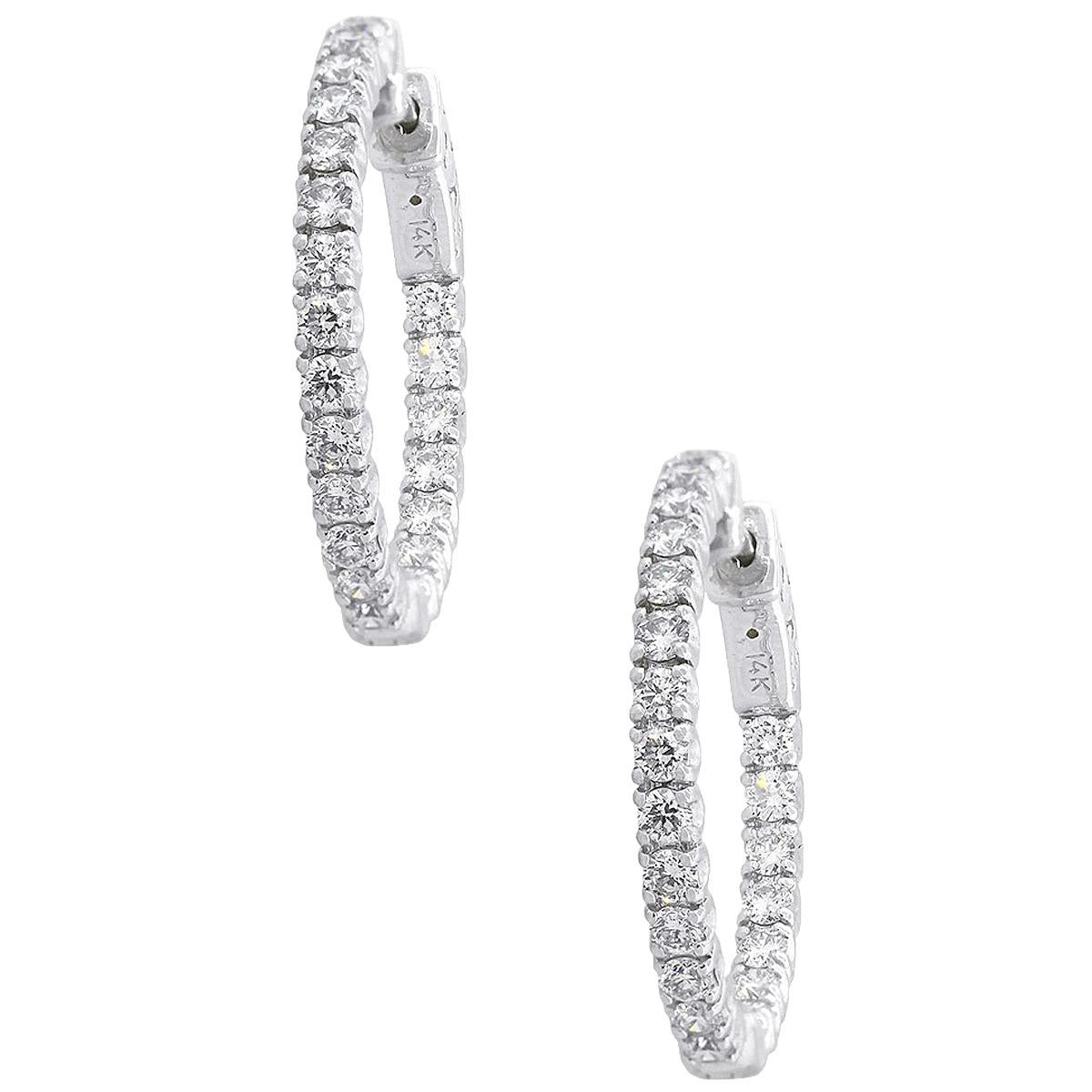 Round Diamond Inside Out Hoop Earrings