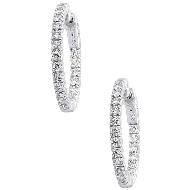 2.34 Carat Natural Round Diamonds Inside Out Hoop Earrings Button 14 ...