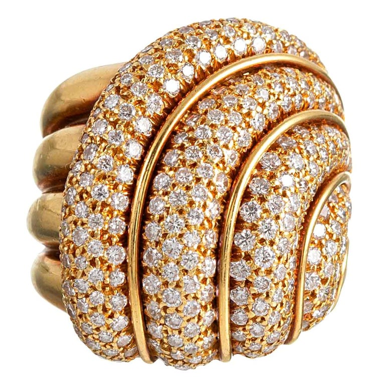 Swirling Diamond Ring, Signed Henry Dunay For Sale at 1stDibs