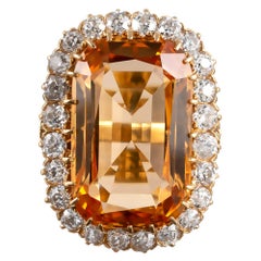 Antique Topaz and Diamond Cluster Ring