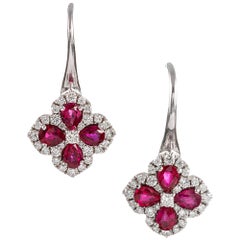 Ruby and Diamond “Four-Leaf Clover” Earrings