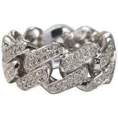 14 Karat White Gold Diamond Pavé Link Ring