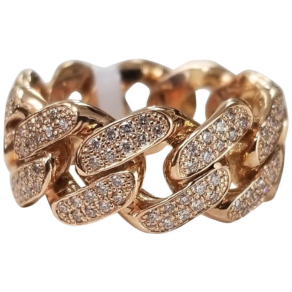 14 Karat Rose Gold Diamond Pave' Link Ring