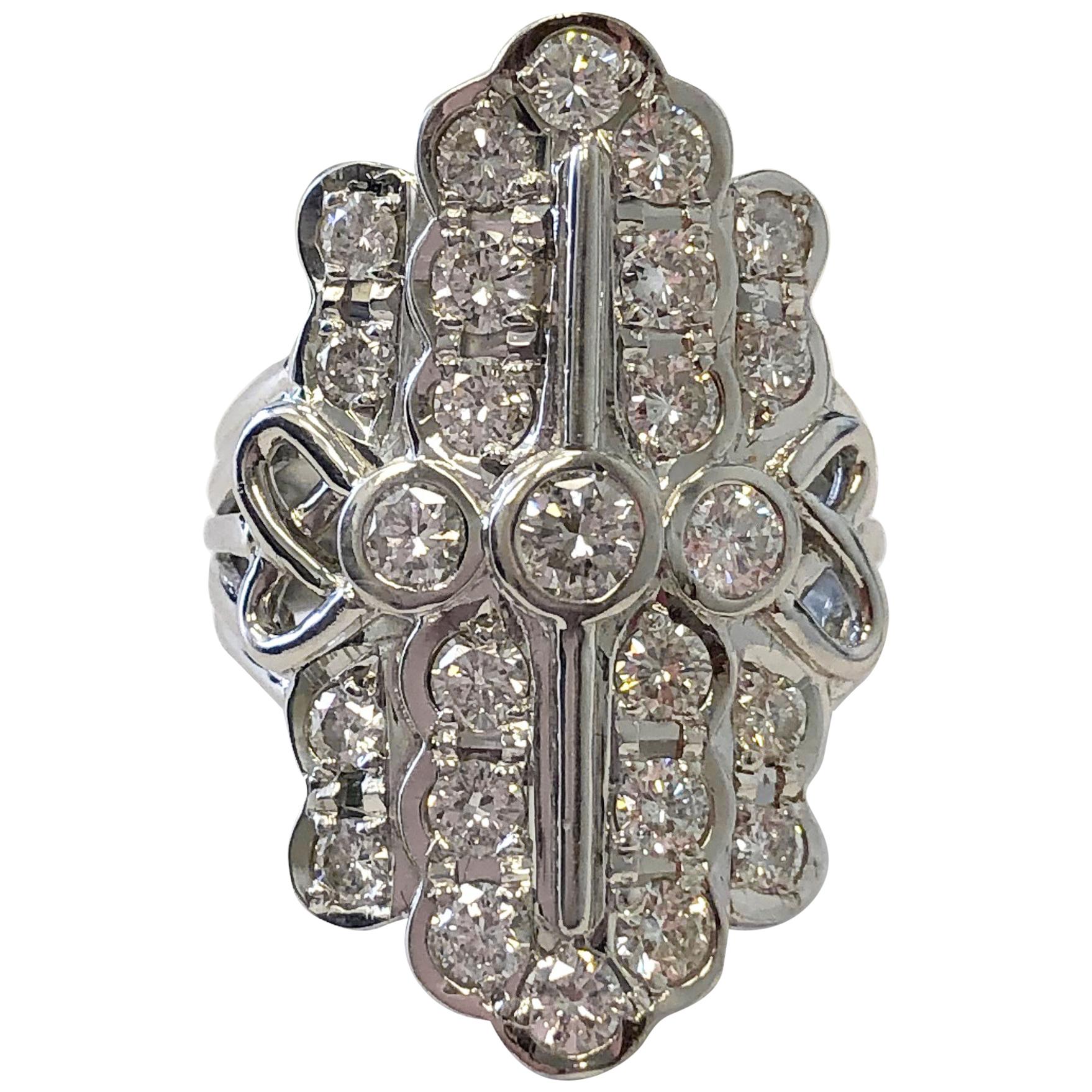 Natural White Diamond Platinum Fashion Ring For Sale at 1stDibs