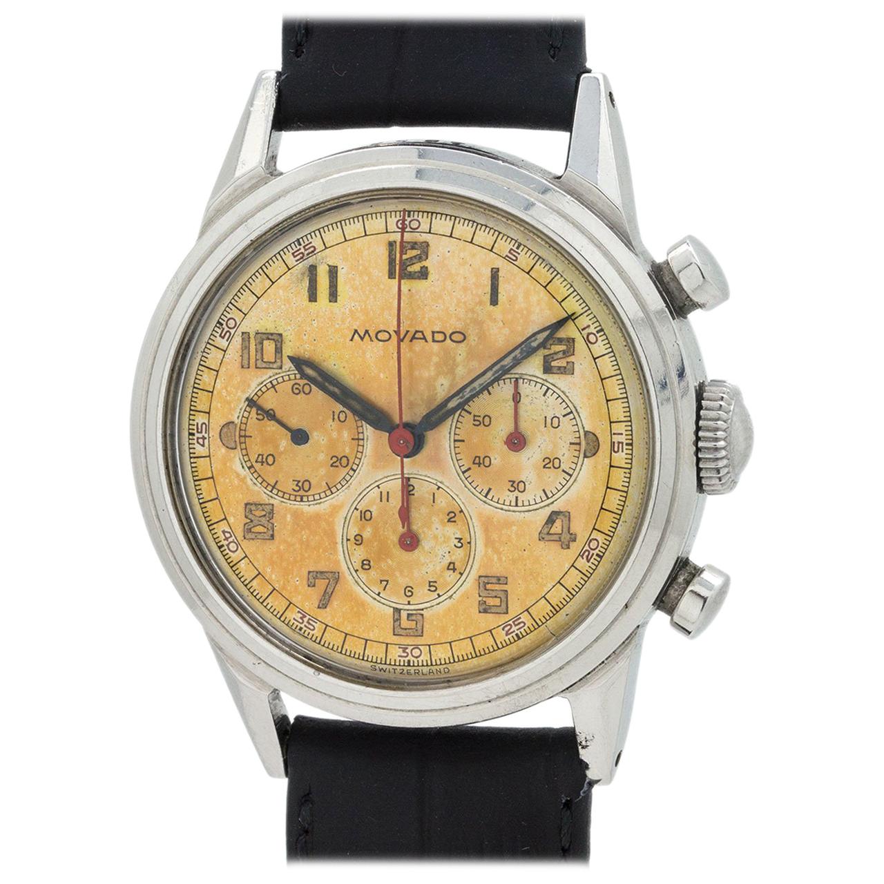 Movado Chronograph Waterproof Design Stainless Steel, circa 1950s