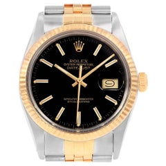 Rolex Datejust Steel Yellow Gold Black Dial Vintage Men's Watch 16013