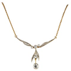 Antique .90 Carat Diamond Plus Delicate Design 14 Karat Platinum Necklace