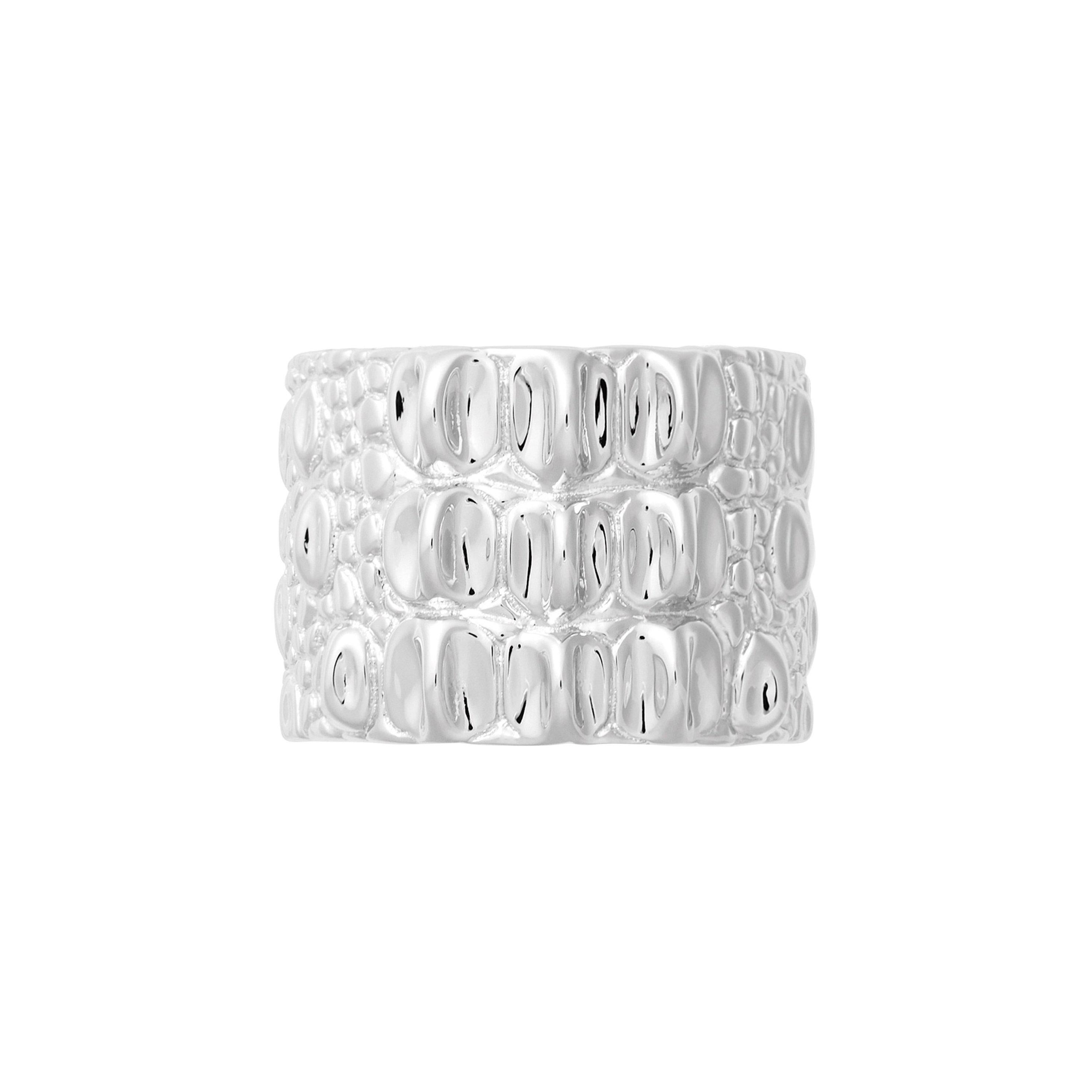 Sterling Silver Croco Textured Band Ring For Sale