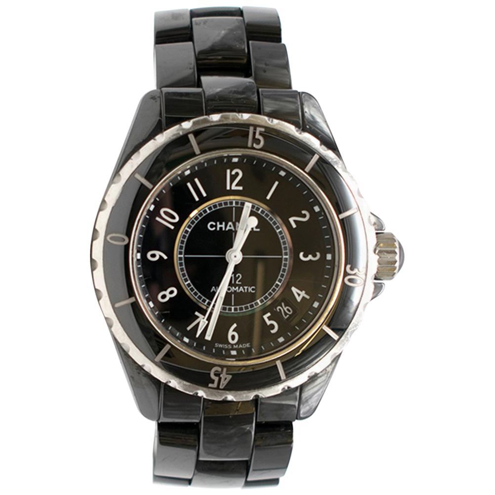 Chanel Black and Silver J12 Automatic Watch