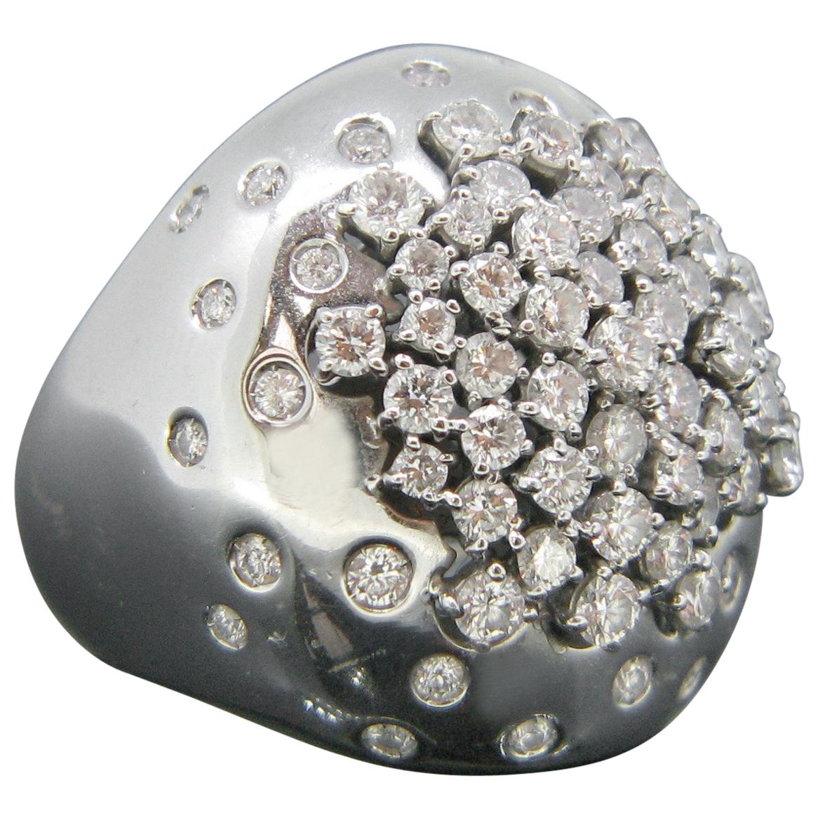 Contemporary Damiani Paradise Collection Paved White Gold Diamond Dome Ring For Sale