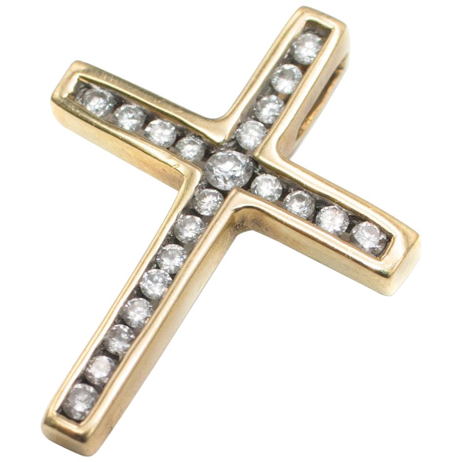 Bespoke 0.25 Carat Diamond Gold Cross Pendant