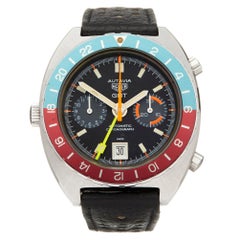 Retro Heuer Autavia GMT Stainless Steel 11630 Wristwatch